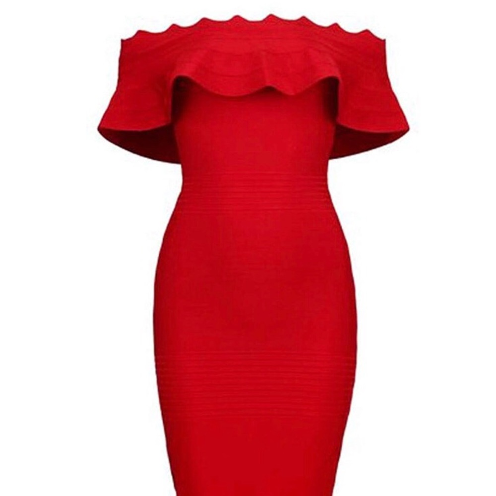 Red off the shoulder dress